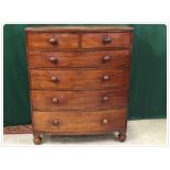 VICTORIAN MAHOGANY BOW FRONT FOUR CHEST OF DRAWERS,