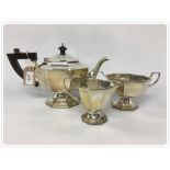 THREE PIECE SILVER TEASET LONDON, 1937 BY H.R.