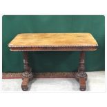 A GOOD QUALITY ROSEWOOD REGENCY SIDE TABLE WITH CONCEALED FULL WIDTH SINGLE DRAWER,