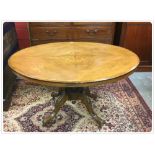 VICTORIAN WALNUT INLAID OVAL LOO TABLE,