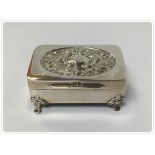 SILVER TRINKET BOX EMBOSSED, BIRMINGHAM 1904 BY M.