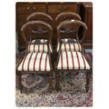 A SET OF 4 VICTORIAN BALLOON BACK SIDE CHAIRS,