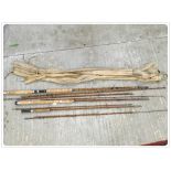 3 VINTAGE SPLIT CANE FISHING RODS TO INCLUDE ALLCOCKS