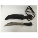 INDIAN BONE HANDLED DAGGER IN LEATHER SCABBARD