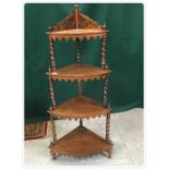 VICTORIAN ROSEWOOD 4 TIER CORNER WOT-NOT WITH BARLEY TWIST SUPPORTS