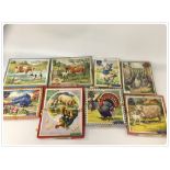8 VINTAGE WOODEN JIGSAW PUZZLES