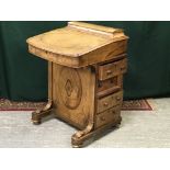 EDWARDIAN WALNUT INLAID 4 DRAWER DAVENPORT