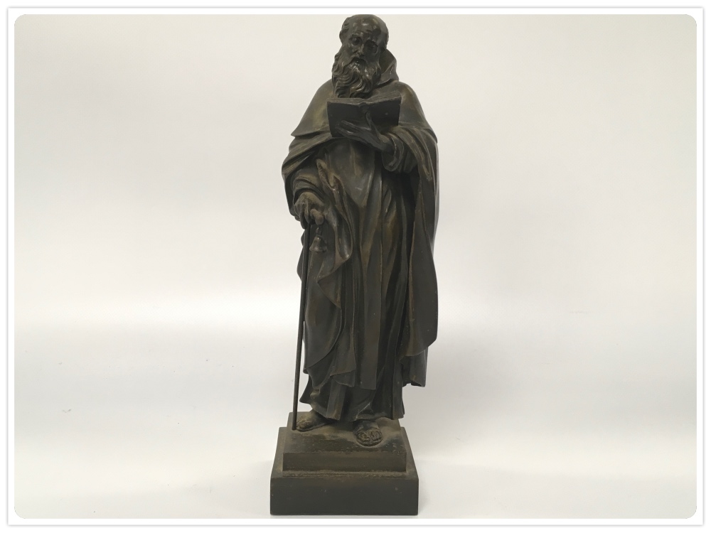 A 19TH CENTURY BRONZE FIGURE OF A SCHOLAR,