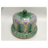 A MINTON MAJOLICA STYLE DOME CHEESE DISH