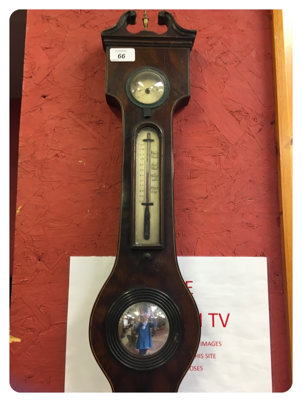 A VICTORIAN BANJO BAROMETER, 110 CM - Image 3 of 4