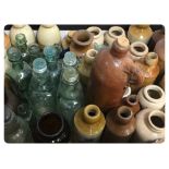 A COLLECTION OF OVER 40 STONEWARE AND GL