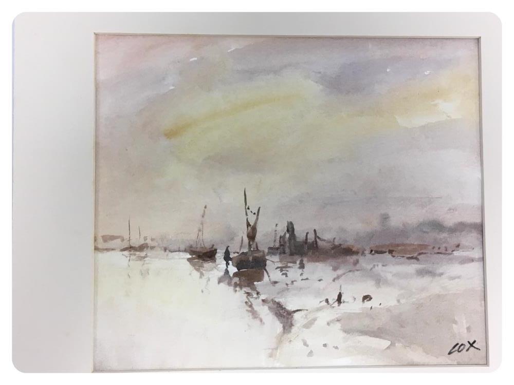 UN-FRAMED WATERCOLOUR - "BOATS IN THE MO