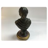 BRONZE BUST OF A LADY, 27 CM