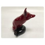 ROYAL DOULTON FLAMBE SEATED FOX, 11 CM