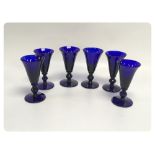 A SET OF 6 CONICAL BRISTOL BLUE STRONG A