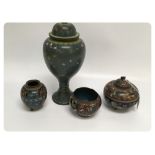 FOUR PIECES OF ENAMELLED CLOISONNE TO IN