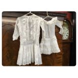 TWO FINE LACE GIRLS' PINAFORE DRESSES, A