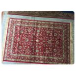 RED GROUND CASHMERE CARPET WITH ALL OVER