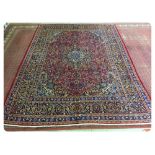 LARGE RED GROUND PERSIAN TABRIZ CARPET,