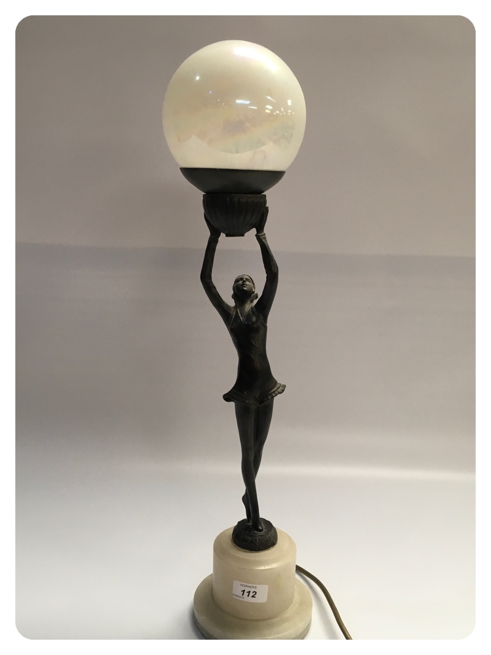 AN ART DEOC LAMP FIGURED ON A DANCER HOL - Image 2 of 4