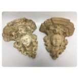 A PAIR OF PLASTER WALL SHELVES, OF ORNAT