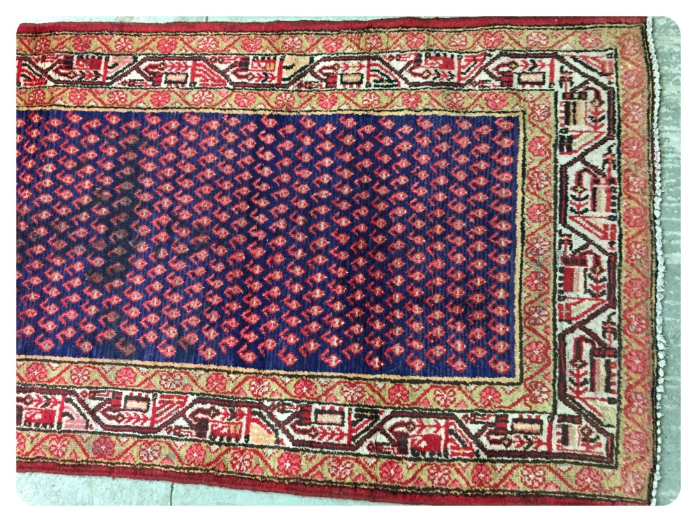 LARGE OLD BLUE GROUND PERSIAN RUNNER, SU - Image 2 of 3