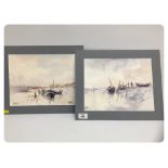 PAIR OF UN-FRAMED WATERCOLOURS - "BOATS