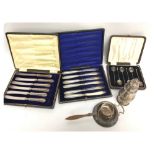 TWO SETS OF SILVER HANDLE FRUIT KNIVES A