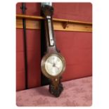 EDWARDIAN CARVED OAK BANJO BAROMETER