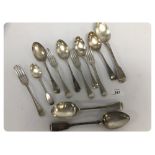 THREE SILVER TABLE SPOONS, FOUR DESSERT