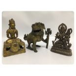 TWO TIBETAN BRONZE DEITY FIGURES AND A B