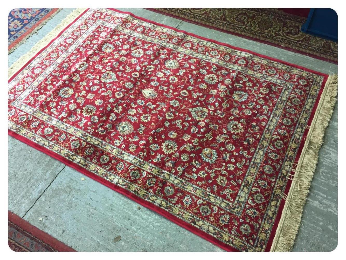 RED GROUND CASHMERE CARPET WITH ALL OVER - Image 2 of 4