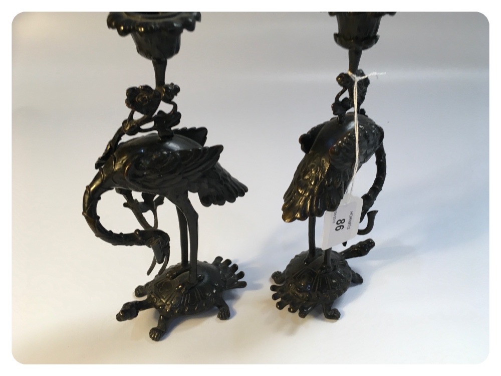 UNUSUAL PAIR 19TH CENTURY BRONZE CANDLES