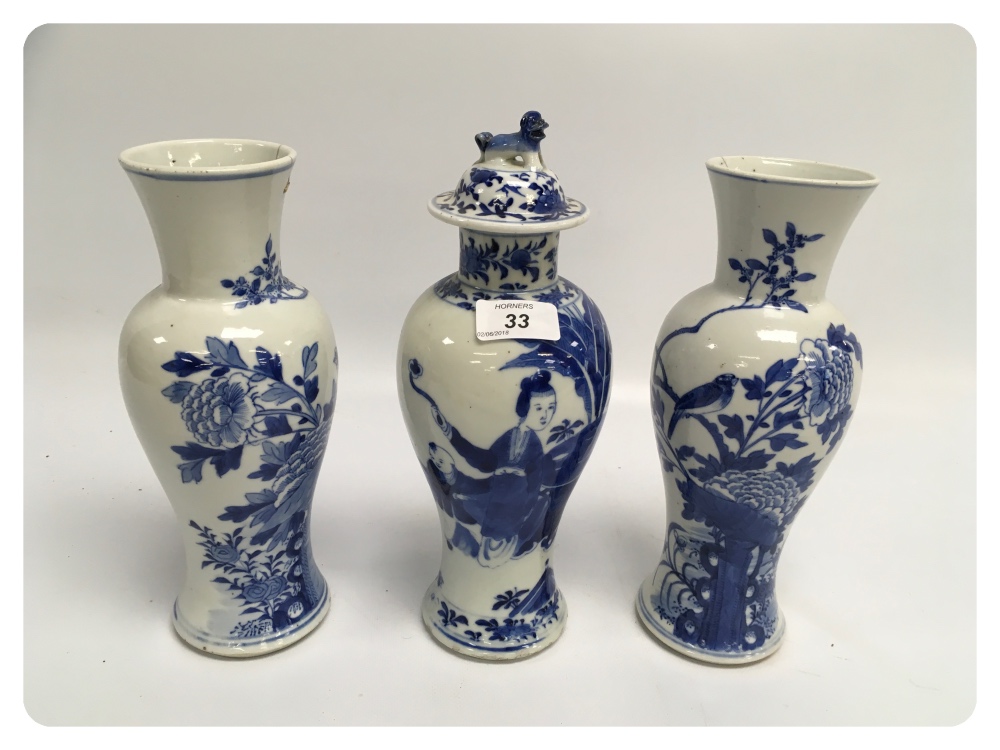 A PAIR OF CHINESE BALUSTER VASES, BLUE A - Image 2 of 13