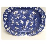 LARGE BLUE AND WHITE SPODE MEAT DISH, DE