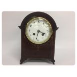 EDWARDIAN MAHOGANY CASED MANTEL CLOCK BY