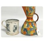 A WADEHEATH "WAISTED" JUG 21 CM, DECORAT