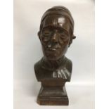 A CARVED HARDWOOD BUST OF A GENTLEMAN, 4