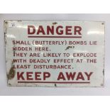 ENAMEL MILITARY INFORMATION SIGN - DANGE