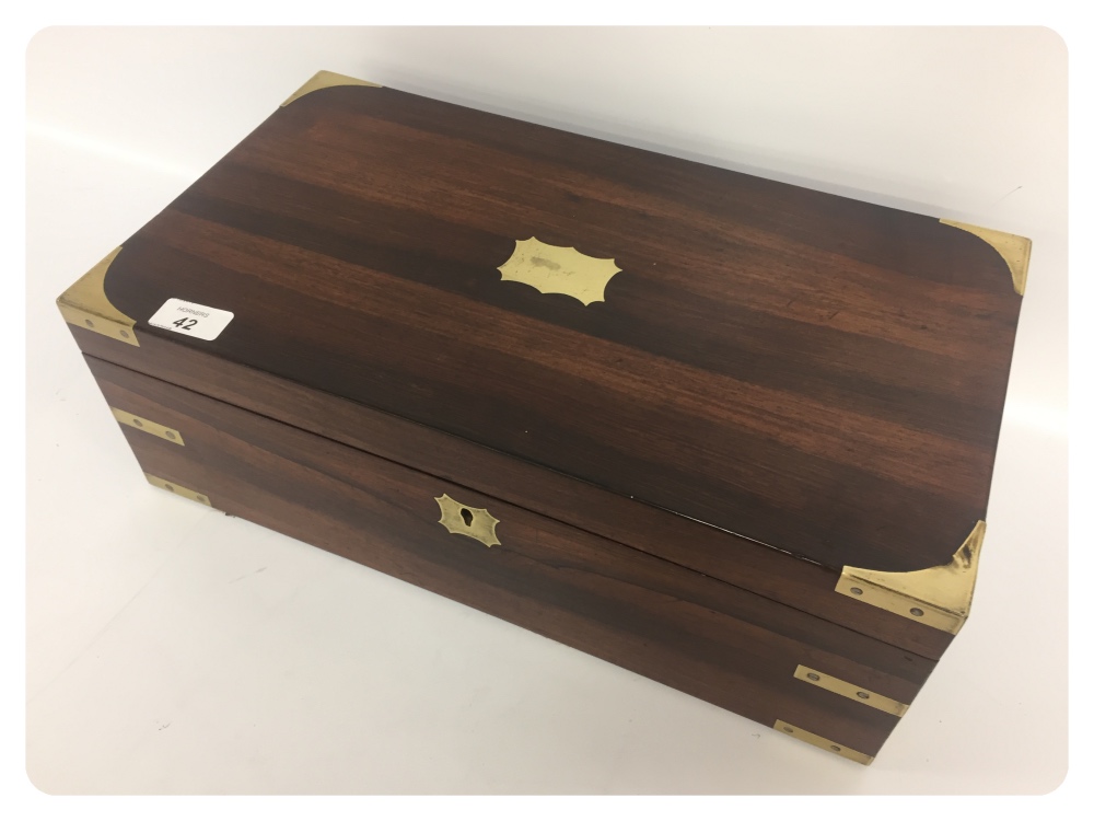 EARLY VICTORIAN ROSEWOOD WRITING BOX WIT - Image 2 of 3