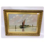 FRAMED OIL STUDY OF NORFOLK SAILING WHER