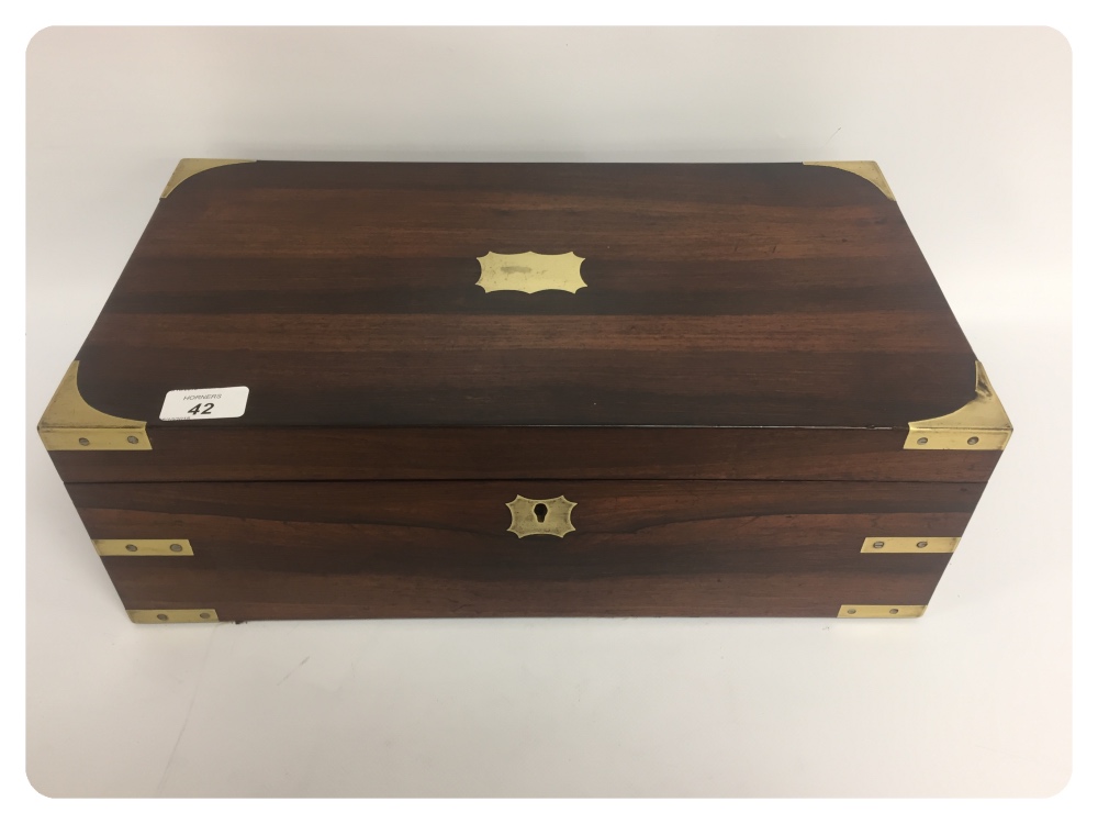 EARLY VICTORIAN ROSEWOOD WRITING BOX WIT