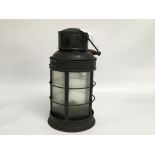 A VICTORIAN STABLE LANTERN WITH ORIGINAL