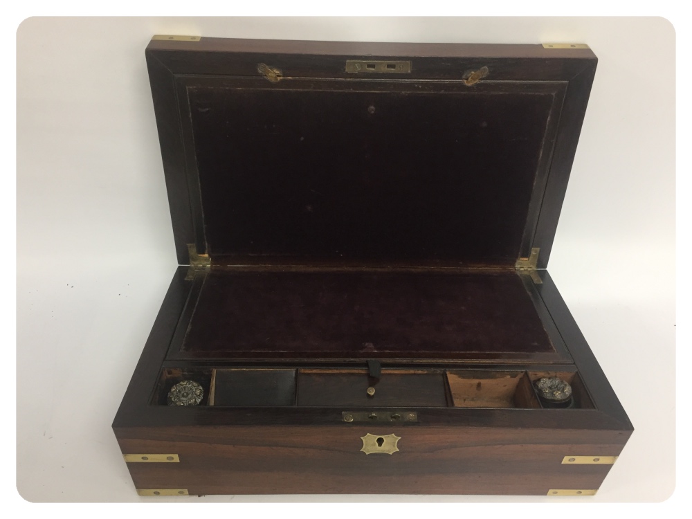 EARLY VICTORIAN ROSEWOOD WRITING BOX WIT - Image 3 of 3