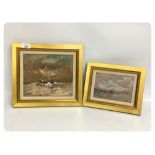 TWO SMALL FRAMED OILS, VESSELS AT SEA, E