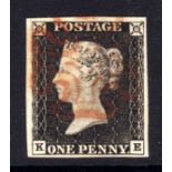 GB: 1840 1d BLACK PLATE 1a KE, VERY FINE