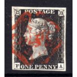 GB: 1840 1d BLACK PLATE 4 FA, FINE USED,