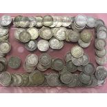 GB COINS: TUB OF SILVER THREEPENCE, PRE