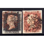 GB: 1840-1 1d BLACK AND RED-BROWN PLATE