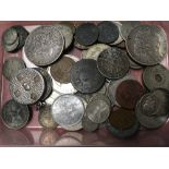 TUB OF MIXED OVERSEAS COINS, MUCH BEING
